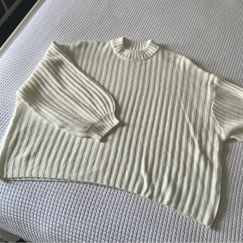 cream ribbed sweater